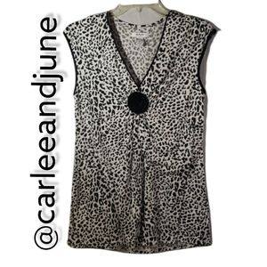 Alfani Intimates womens top size L black & white leopard print